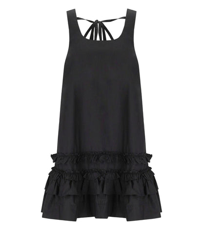 Ganni – Schwarzes Rüschenkleid