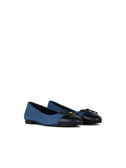Tory Burch – Matelassé – Ballerinas aus blauem Denim-Mix