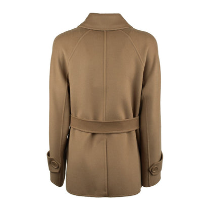 Max Mara – Kurzer Trenchcoat in Kamelbraun aus doppelter Wolle