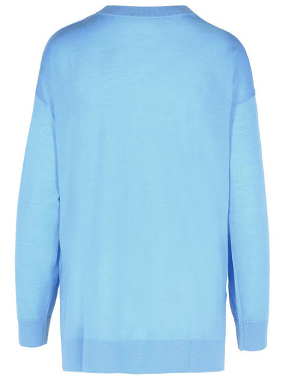 PAROSH „Over“-Pullover aus hellblauer Wollmischung