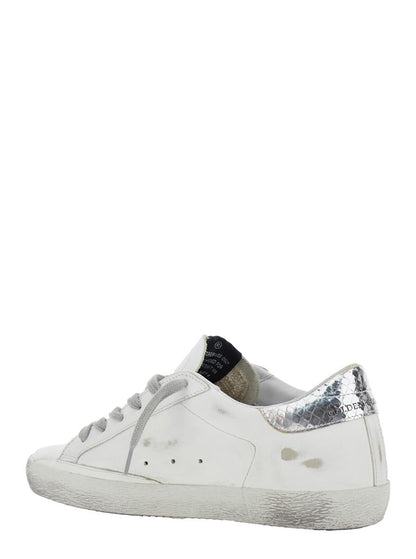 Weiße Low-Top-Sneaker „Superstar“ mit seitlichem Stern-Patch und laminiertem Absatz aus Leder für Damen