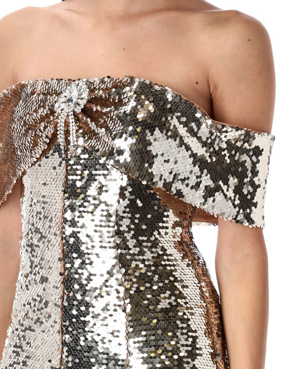 Self-Portrait – Schulterfreies Minikleid mit Pailletten