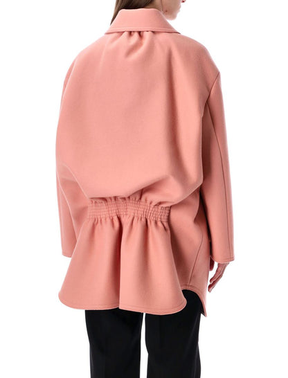 Fendi Pinker einreihiger Midimantel aus Wollfilz