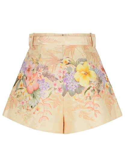 Zimmermann „Illuminate“ Shorts aus elfenbeinfarbener Seidenmischung