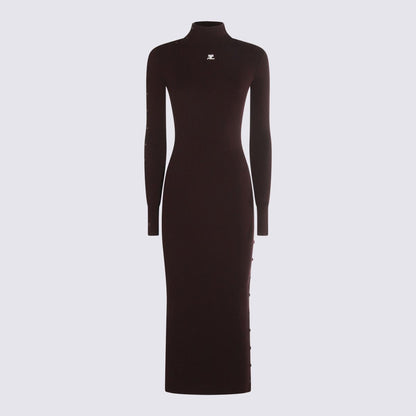 Dunkelrotes Midikleid aus Viskose von Courrèges