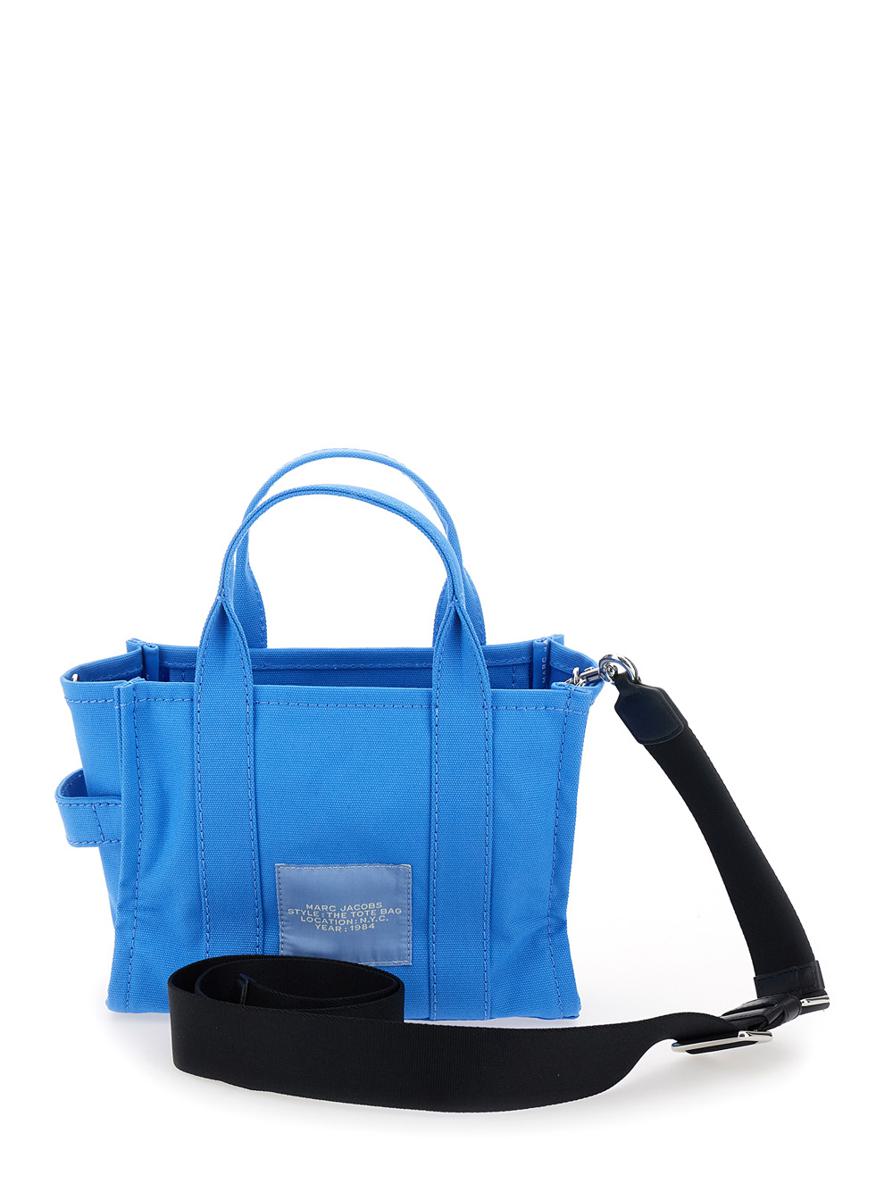 'The Small Tote Bag' Blaue Handtasche mit Logo auf der Vorderseite aus Baumwolle für Damen