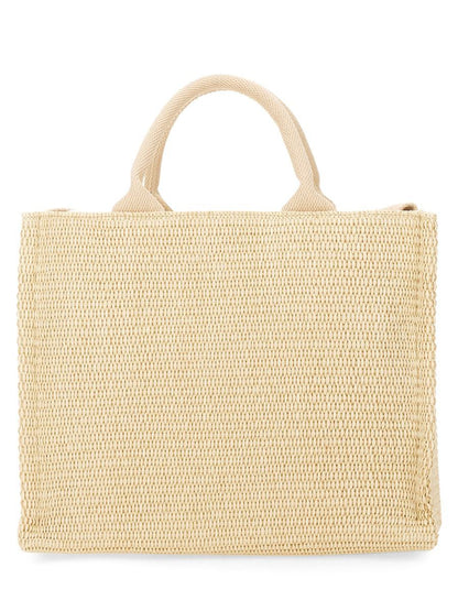 Marni – Kleine Tragetasche aus Stoff mit Raffia-Effekt