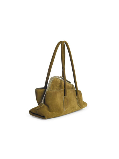 Die kleine „La Passeggiata“-Ledertasche von Attico in Khaki