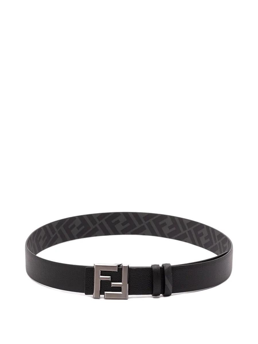 Fendi Wendbarer Gürtel Aus Ff Squared Leder Und Ff Canvas Zubehör