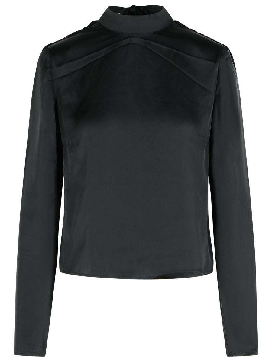 Rotate Birger Christensen – Drapiertes Oberteil aus schwarzem Polyester