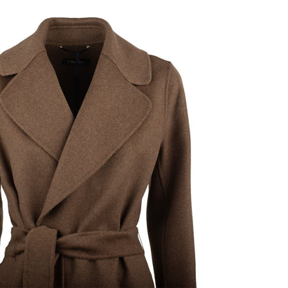 Max Mara – Brauner Mantel aus drapierter Wolle