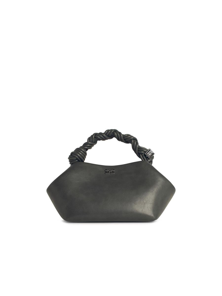 Ganni – Kleine Tasche „Bou“ aus grauem Ledermix