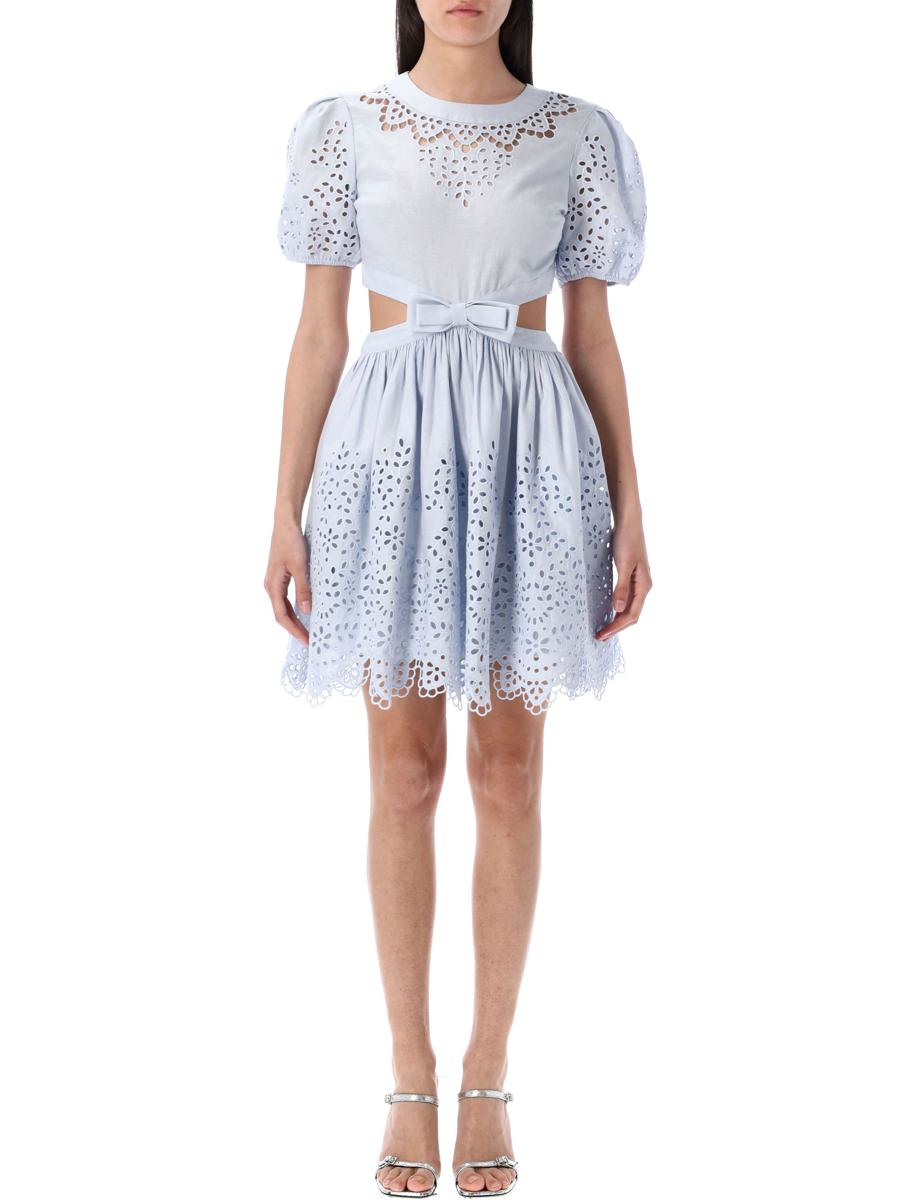 Minikleid mit Selbstporträt-Stickerei