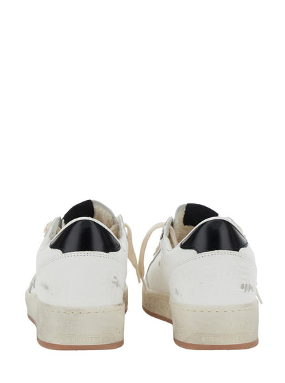 Weiße Low-Top-Sneaker „Ballstar 2“ mit seitlichem Stern-Patch und laminiertem Absatz aus Leder für Herren