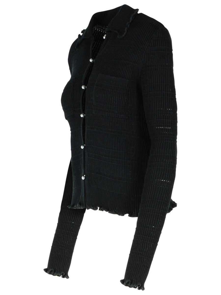 Lanvin – Gerippter Cardigan aus schwarzer Baumwolle