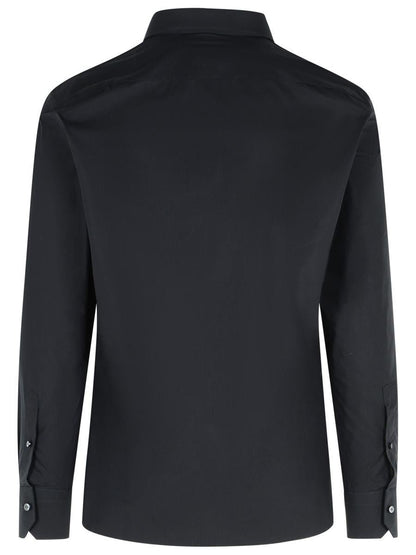 Zegna „Trofeo“ Dunkelblaues Baumwollhemd