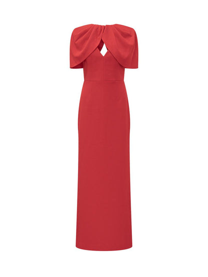 Rebecca Vallance – Langes Kleid mit rotem Cape
