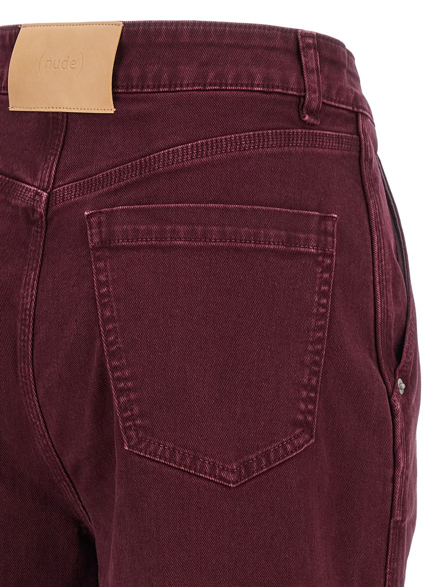 Hautfarbene Jeans mit weitem Bein