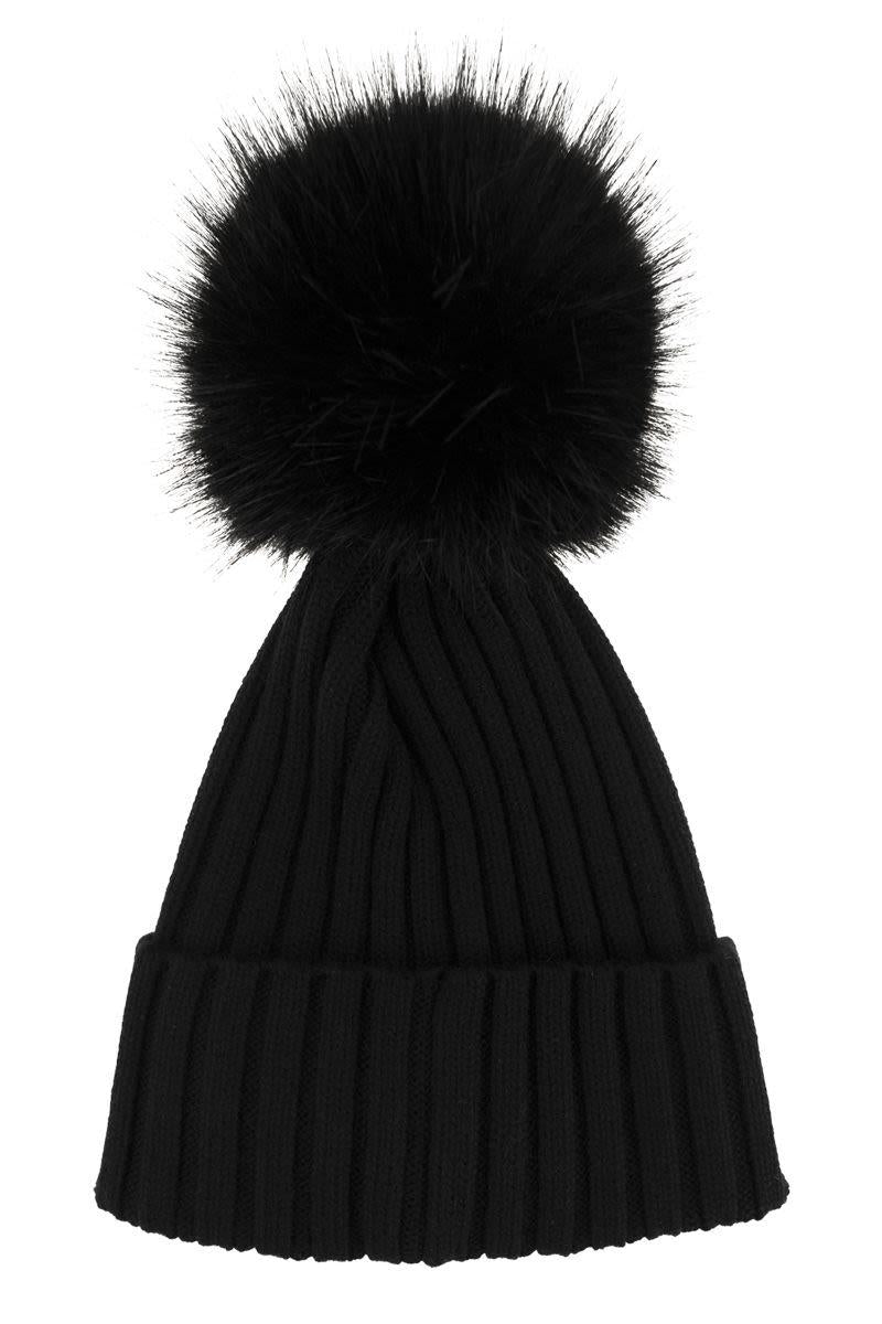 Moncler Wollmütze mit synthetischem Pompon