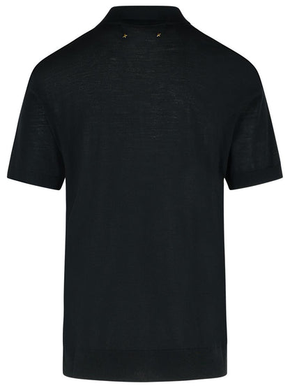 Golden Goose Poloshirt aus schwarzer Schurwolle