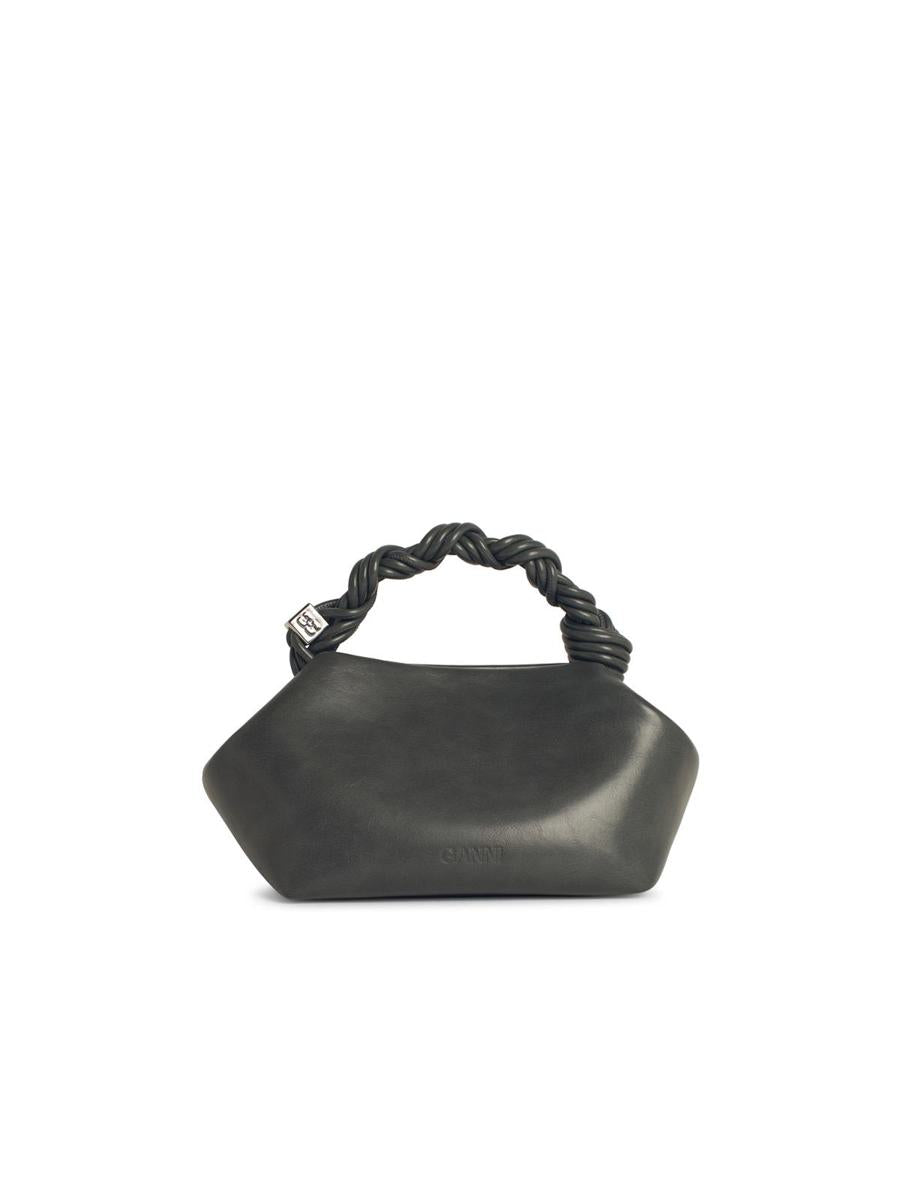 Ganni – Kleine Tasche „Bou“ aus grauem Ledermix