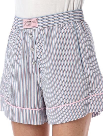 Ganni – Elastische Shorts mit Bonbonstreifen