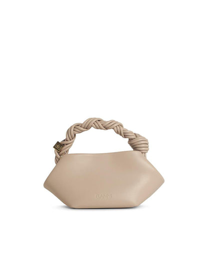 Ganni „Bou“ Mini-Tasche aus grauem Ledermix