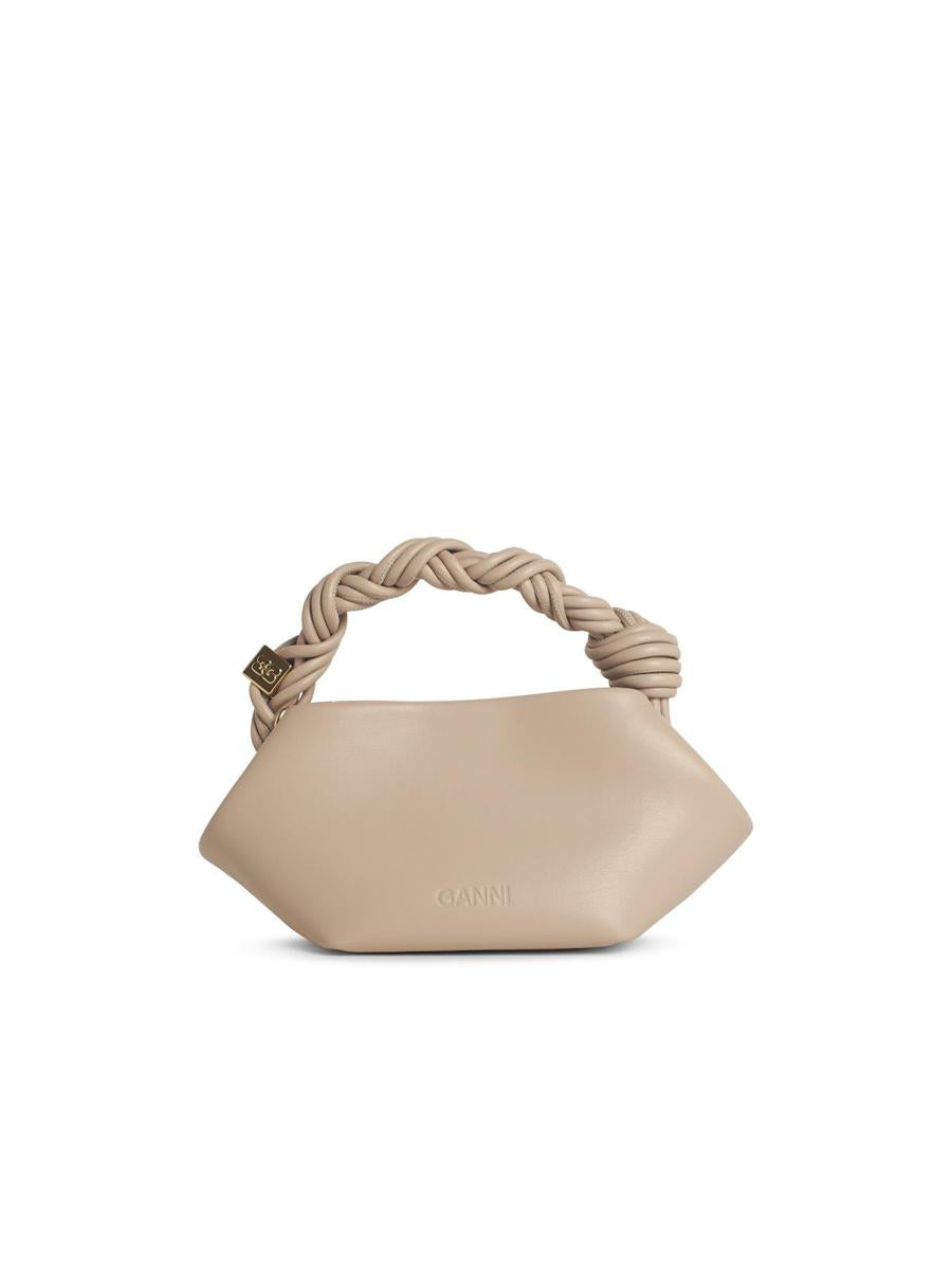 Ganni „Bou“ Mini-Tasche aus grauem Ledermix