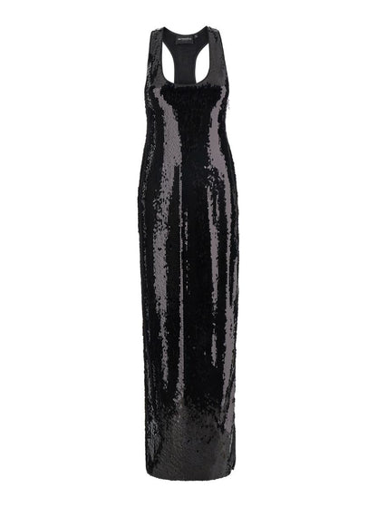 Langes Kleid „Bella“ mit weitem Ausschnitt und Paillettendetails aus Polyester für Damen