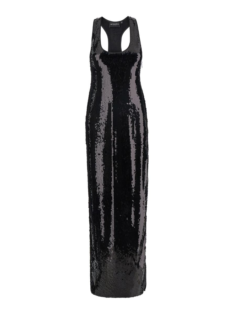 Langes Kleid „Bella“ mit weitem Ausschnitt und Paillettendetails aus Polyester für Damen
