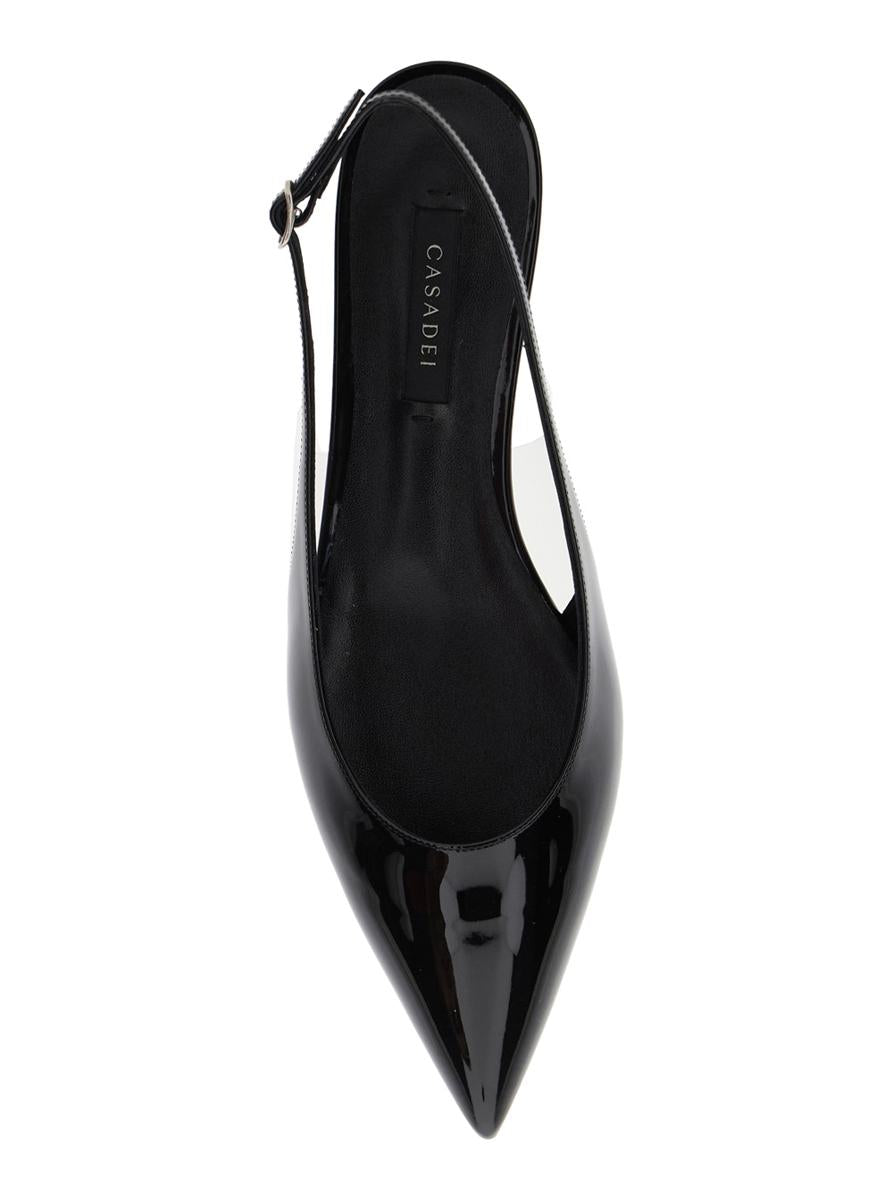 'Miniblade Tiffany' Schwarze Slingback-Ballerinas aus Lackleder für Damen