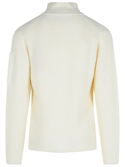CP Company – Elfenbeinfarbener Pullover aus Wollmischung
