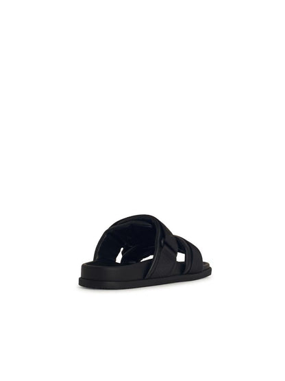 Moncler Schwarze Sandalen aus Ledermischung