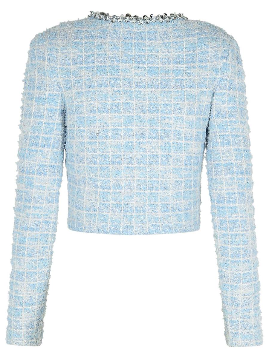 Self-Portrait – Karierter Rock aus hellblauem Polyester-Mix