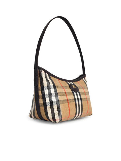 Burberry – Kleine Umhängetasche „Highlands“ aus sandfarbener Baumwollmischung