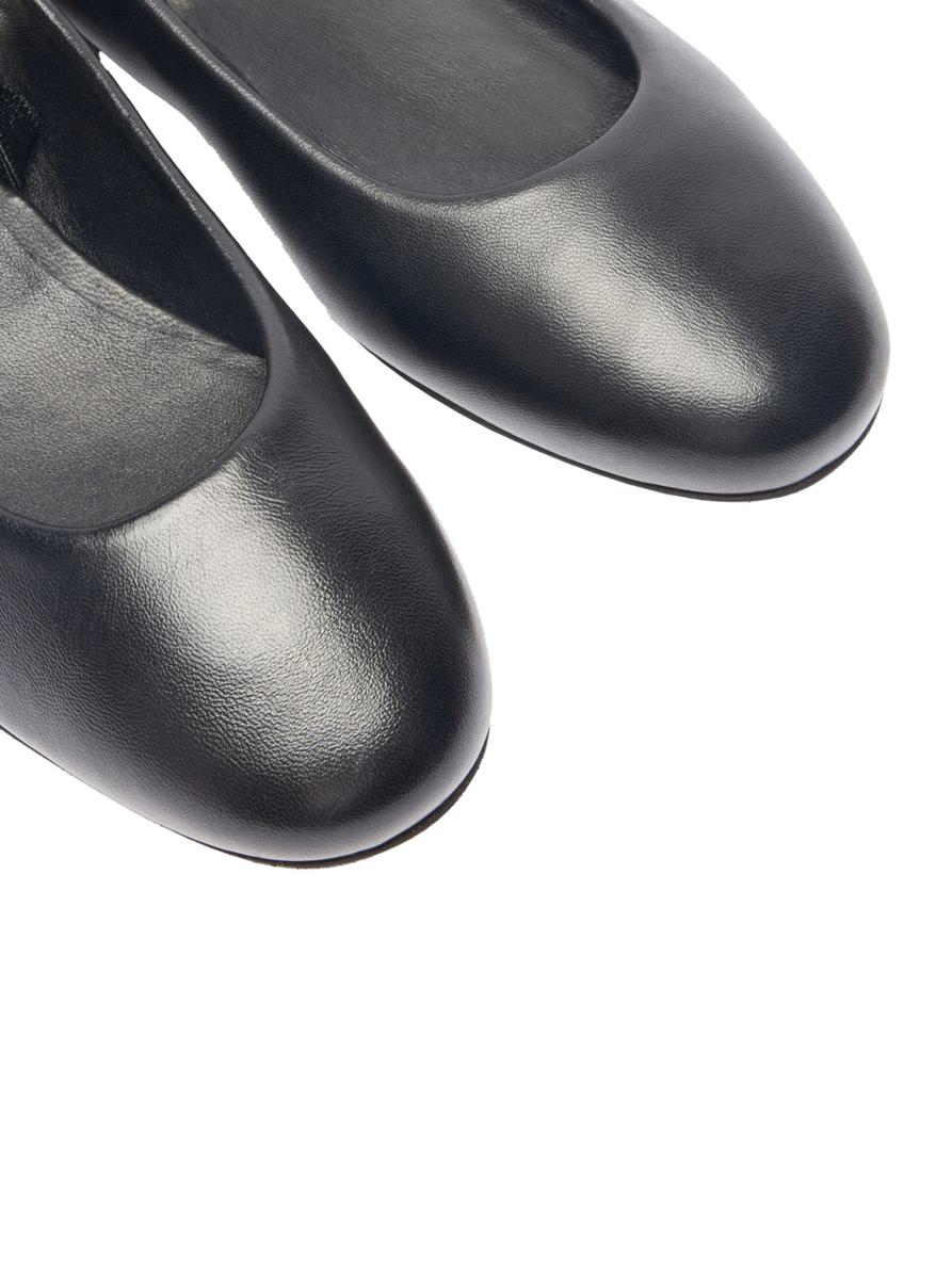 Schwarze Ballerinas mit Kristallverzierungen aus Leder für Damen