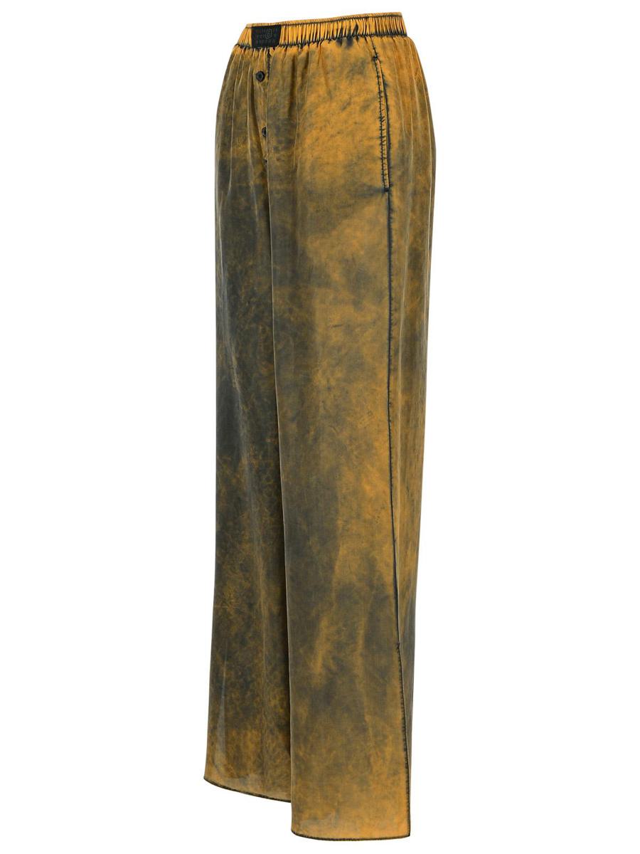 MM6 Maison Margiela – Braune Seidenhose mit Batikmuster