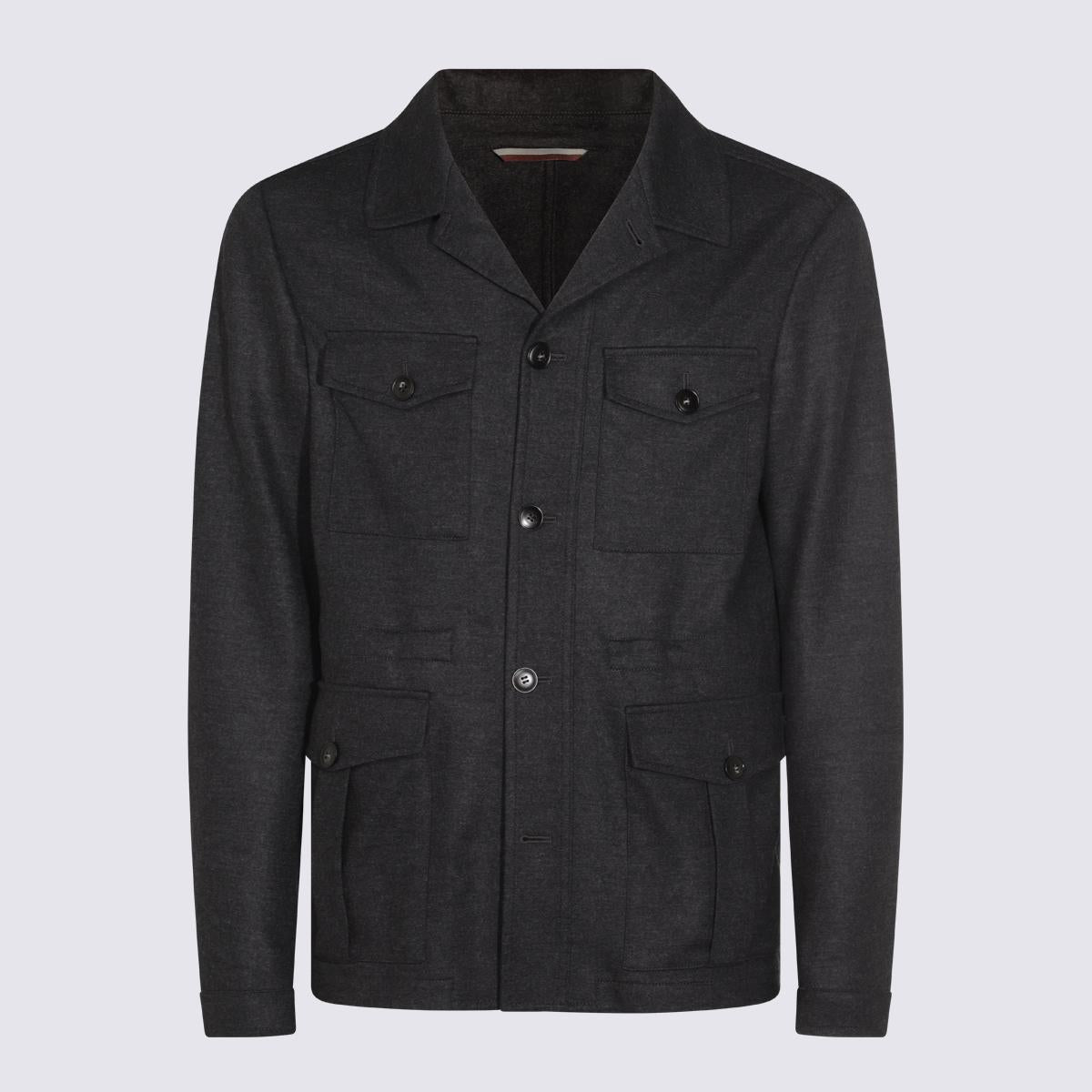 Graue Freizeitjacke aus Wolle von Canali