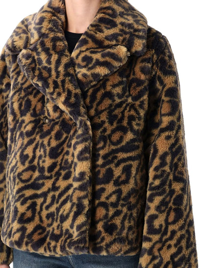 APC Johanna-Mantel aus Kunstpelz mit Leopardenmuster APC
