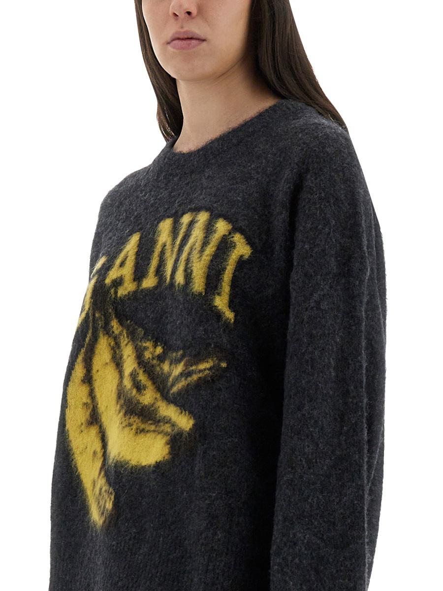 Ganni-Jersey mit Banane und Logo