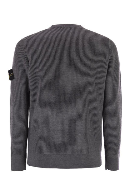 Stone Island – Pullover mit Rundhalsausschnitt und gerippten Kanten