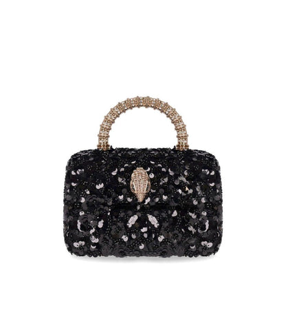 Kurt Geiger London – Kensington – Pailletten-Minihandtasche in Schwarz