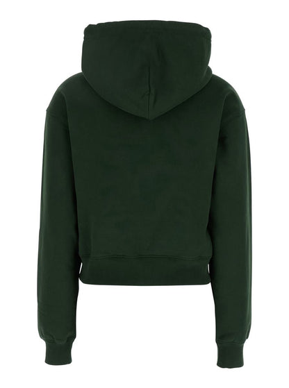 Grüner Hoodie „Le Hoodie Gros Grain“ mit Logo-Patch auf der Vorderseite aus Baumwolle für Damen