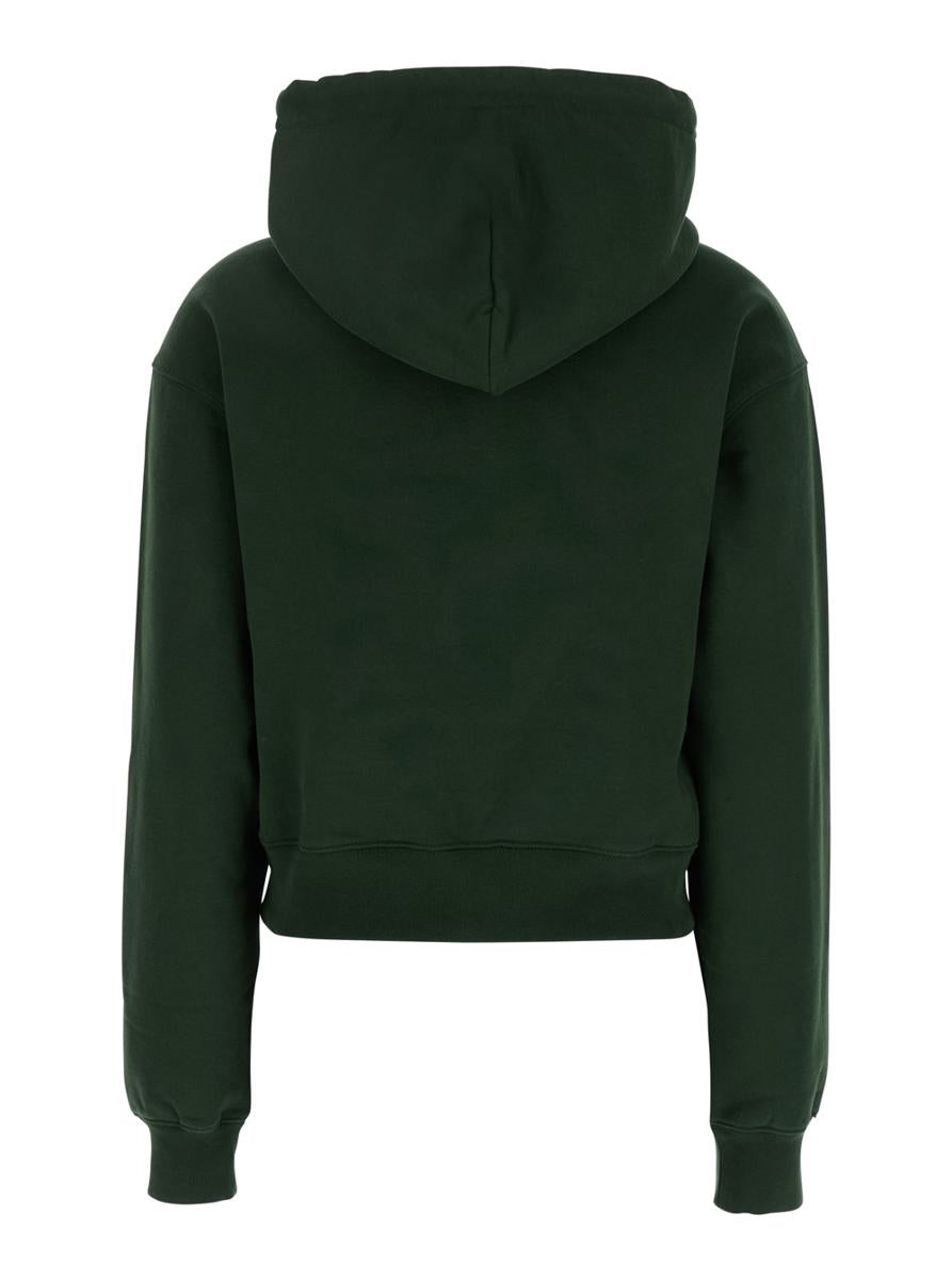 Grüner Hoodie „Le Hoodie Gros Grain“ mit Logo-Patch auf der Vorderseite aus Baumwolle für Damen