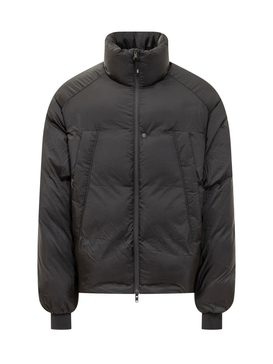 Y-3 Adidas Schwarze übergroße Daunenjacke mit Reißverschluss Y-3