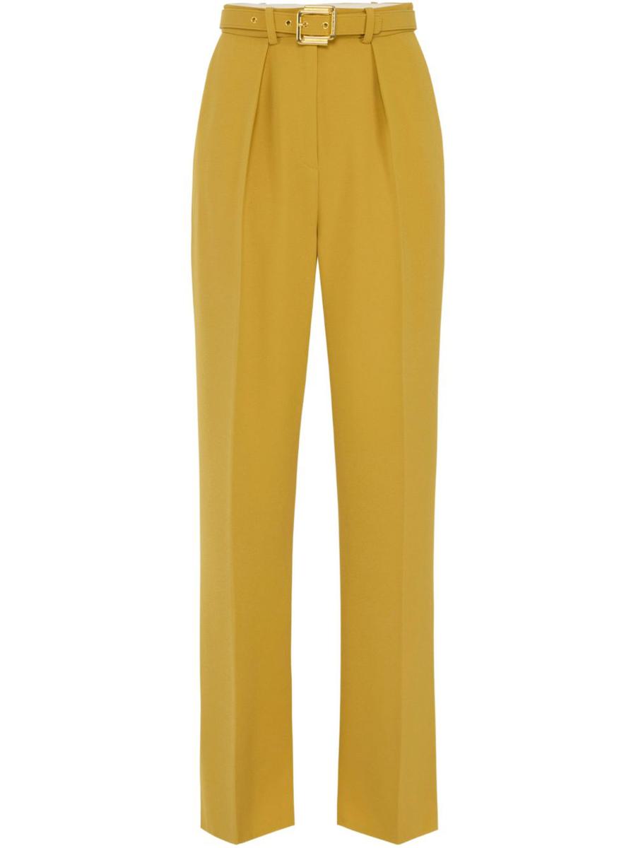 Elisabetta Franchi – Senfgelbe Hose mit Gürtel in der Taille