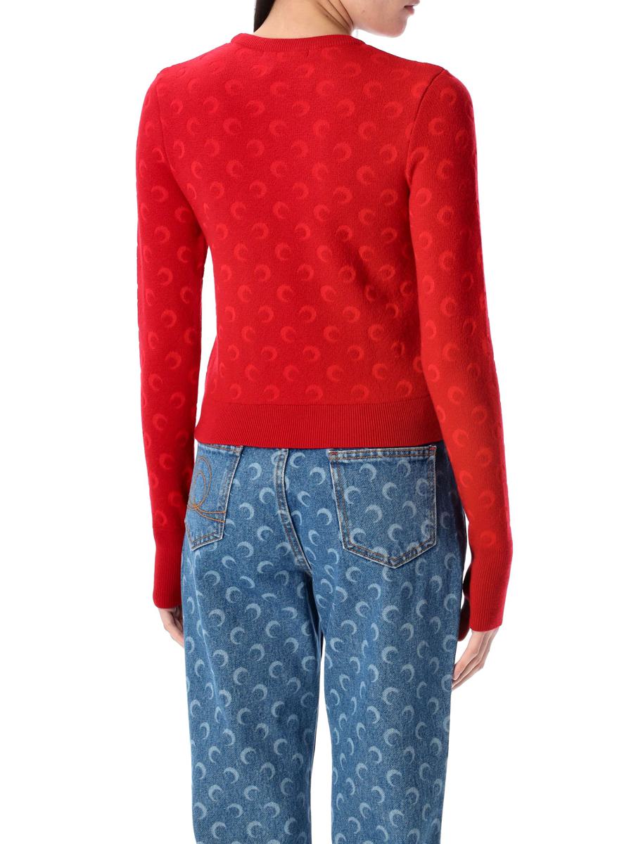 Marine Serre Moon – Figurbetonter Jacquard-Strickpullover