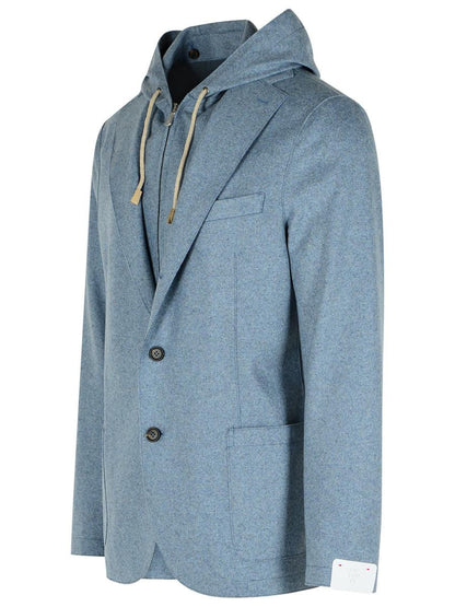 Eleventy Hellblauer Blazer aus Wollmischung