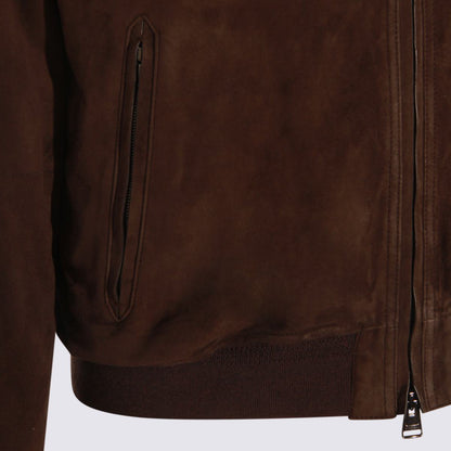 Canali Braune Lederjacke