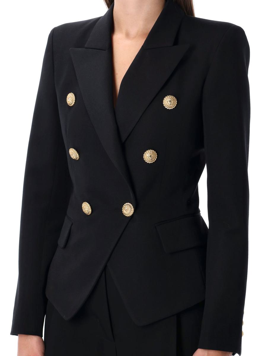 Balmain – Schwarze Grain-de-Poudre-Sakko mit 6 Knöpfen